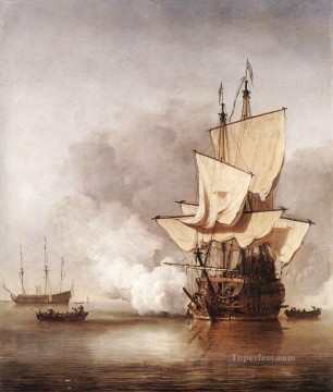ボート Painting - 大砲 海兵隊員 ウィレム ファン デ ヴェルデ ザ ヤンガー ボートの海景を撮影